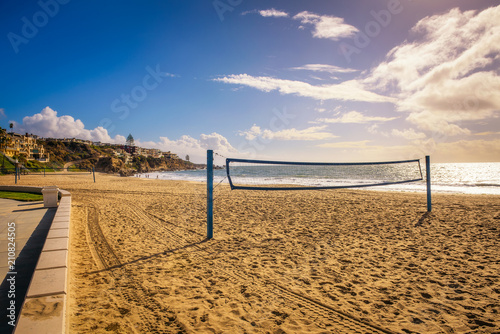 Beach volleyball net on the Corona del Mar State Beach near Los Angeles