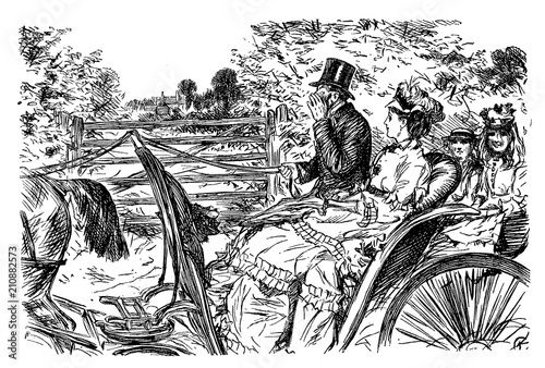 The considerate coachman, caricature and humor by Charles Keene (1823 – 1891) for Punch 1872