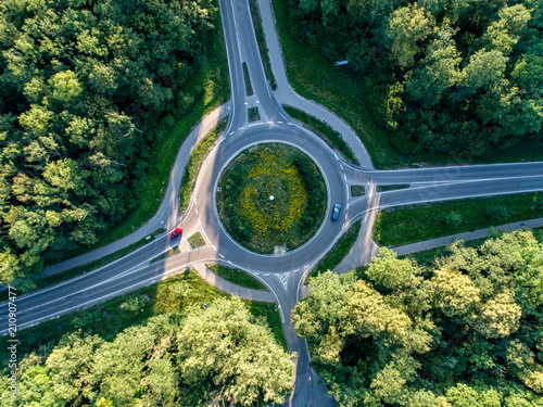 Aerial view of a roundabout