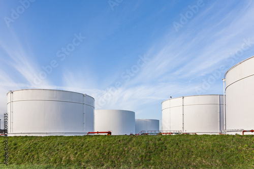 white tanks for petrol and oil in tank farm