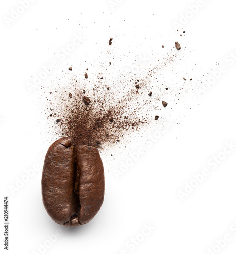 Coffee powder burst from coffee bean
