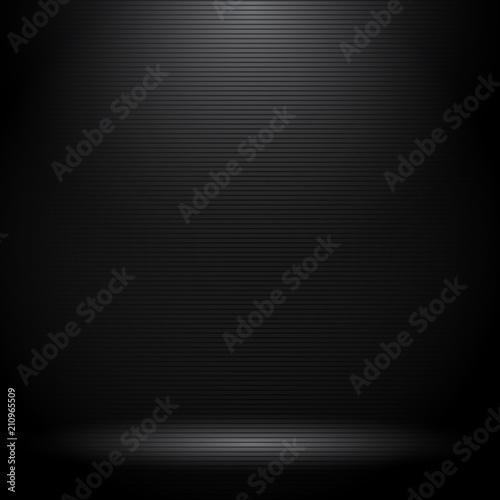 Black studio room with lighting effects and horizontal lines texture.