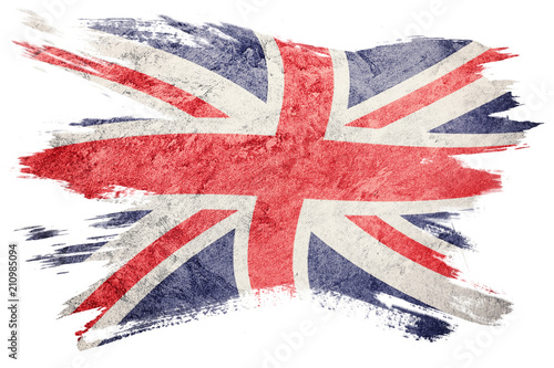 Grunge Great Britain flag. Union Jack flag with grunge texture. Brush stroke.