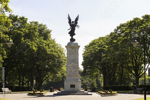 Dartmounth park in West Bromwich, England. With Memorial monument for great war