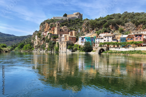Ebro river Miravet village in Catalonia