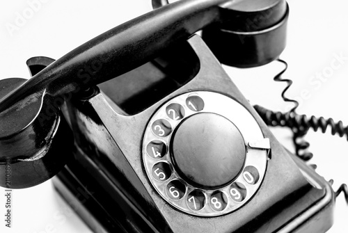 Vintage telephone in black and white