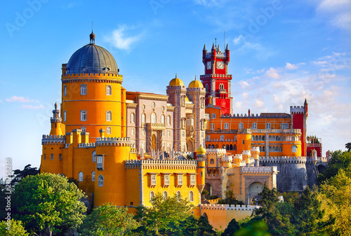 Palace of Pena in Sintra. Lisbon, Portugal. Famous landmark.