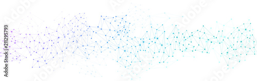 White global communication banner with colorful network.