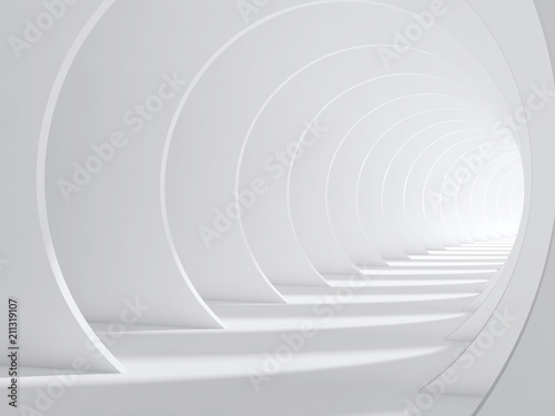 Abstract white bent 3d tunnel