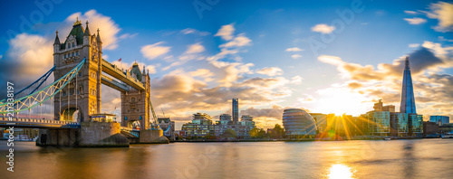 Tower Bridge at sunset in London. England