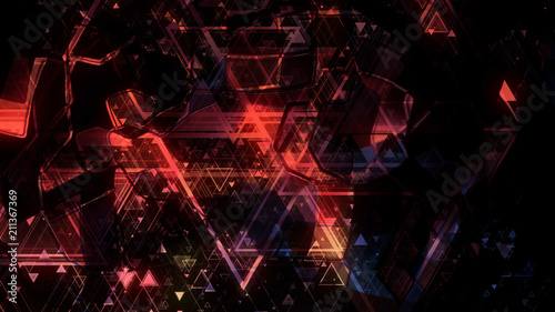 3D background rendering based on luminous color geometric shapes of different sizes