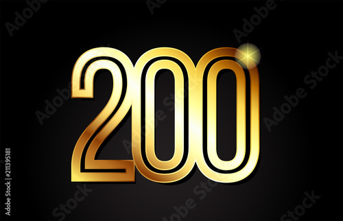 gold number 200 logo icon design