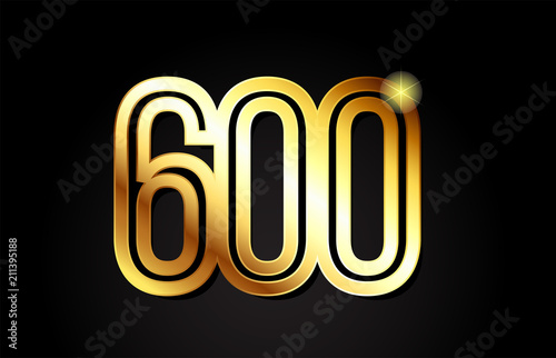 gold number 600 logo icon design