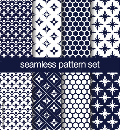geometric blue pattern set