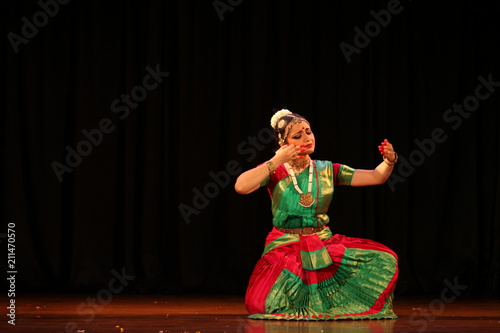 bharathanatyam is one of the classical dance forms of india,from the state of tamil nadu.the picture is from a stage performance