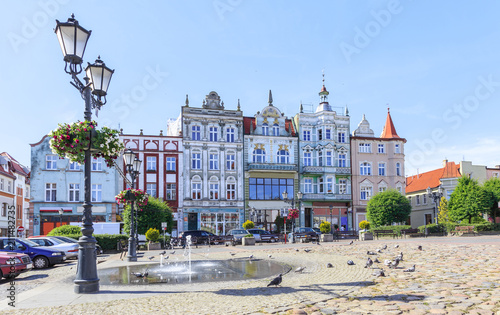 Tczew in Gdansk Pomerania - historic tenement houses at Haller Square that plays role of old town market square