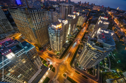 View to the center of Kiev at night