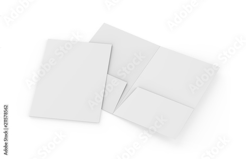 Blank white reinforced A4 single pocket folder on isolated white background, 3d illustration