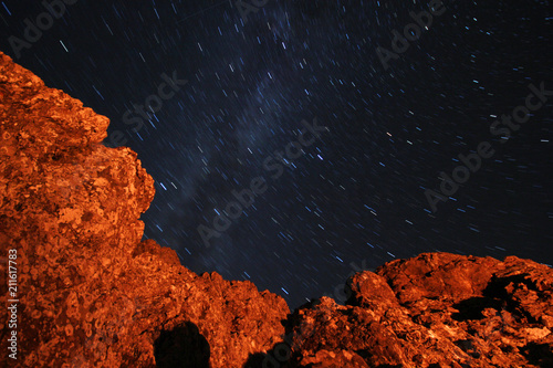 night sky and rocks