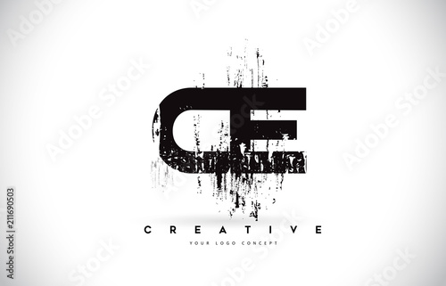 CE C E Grunge Brush Letter Logo Design in Black Colors Vector Illustration.