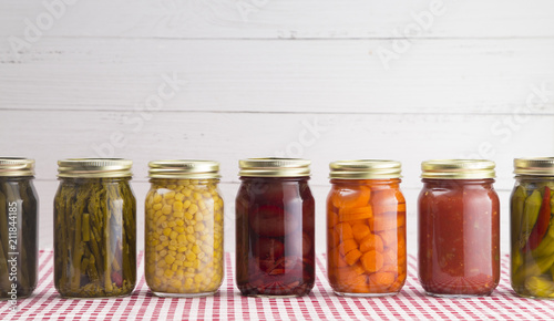 An Assortment of Various Fruits and Vegetables that have been Canned at Home