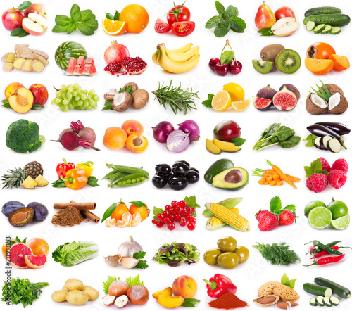 Collection of fresh fruits and vegetables