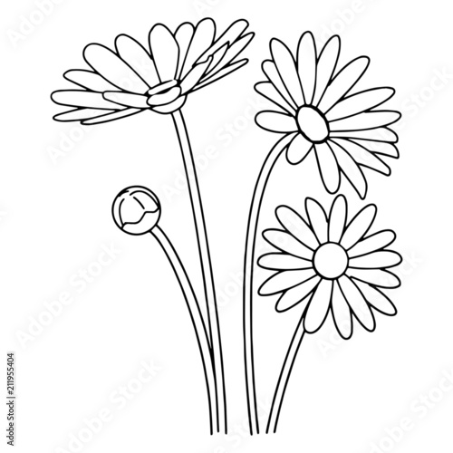 Flower cartoon illustration isolated on white background for children color book