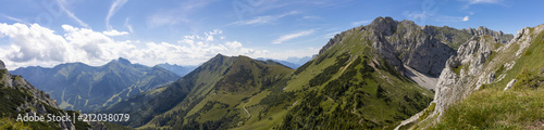 panoramic view eisenerzer alps in styria, austria with mountain eisenerzer reichenstein,polster and griesmauer
