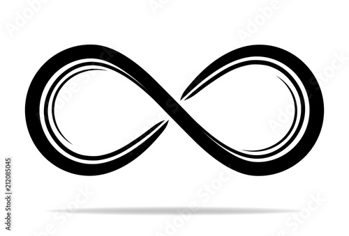 Flat icon of infinity symbol with shadow. Vector design.