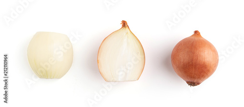 Onion bulb isolated. Onion slice on white background