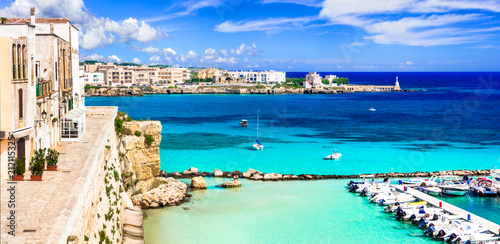 Italy. Otranto - beautiful coastal town in Puglia with turquoise sea. Italian summer holidays
