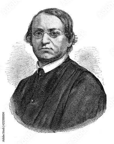 Engraving portrait of Beda Weber (1798 – 1859) German Benedictine, professor, theologian, poet, preacher and member of parliament