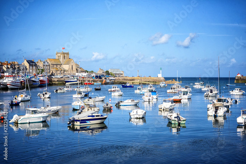 Barfleur: Fishing boats in the harbour of Barfleur in Normandy, France