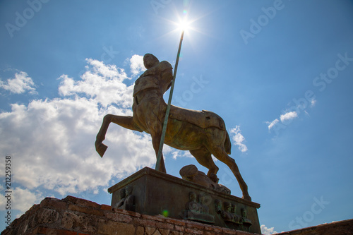Centaur Statue and sunburst Pompei