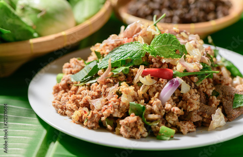 Spicy minced pork, Local thai food