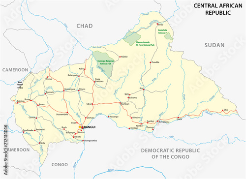 central african republic road vector map