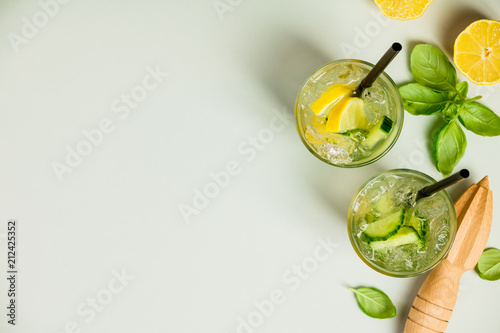 Healthy homemade lemonade or cocktail