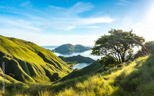 Beautiful Valley View of Gili Lawa with Clear Sky. Komodo National Park, Labuan Bajo, Flores, Indonesia
