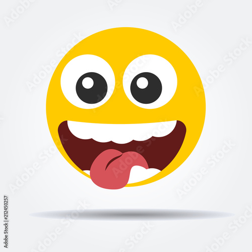 Silly emoticon in a flat design. Isolated emoticon