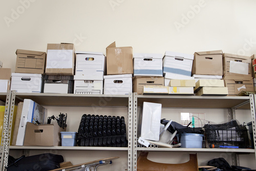 Bankers boxes in an office