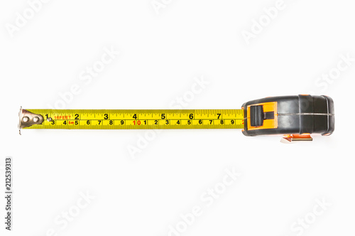 Top view of tape measure isolated on white