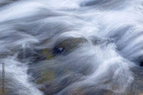 Detail of the water in movement at the center of a river, silk effect after a long exposure.