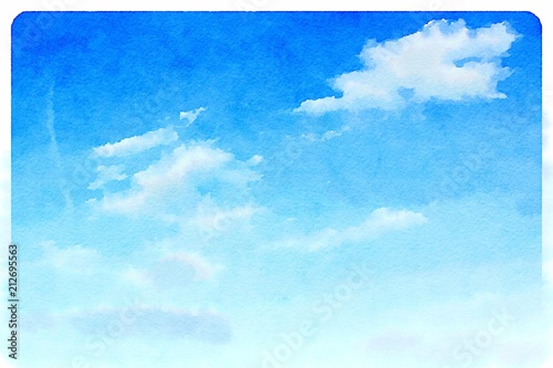 Watercolour blue sky with clouds