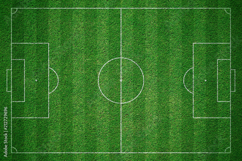 Green football field, soccor field from top view.