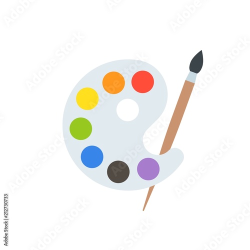 Paint palette and paint brush, art equipment