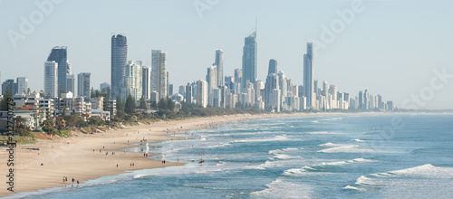 Panoramic view of Surfers Paradise beachfront, Gold Coast, Australia