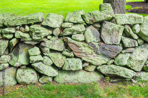 Mossy Old Stone Wall New England Padnaram Dartmouth Massachusetts