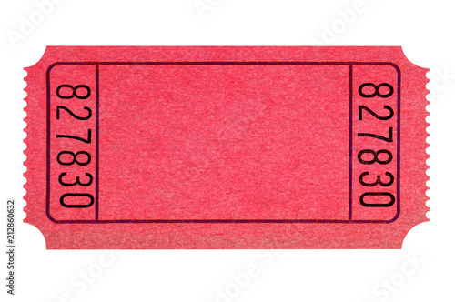 Blank red ticket isolated