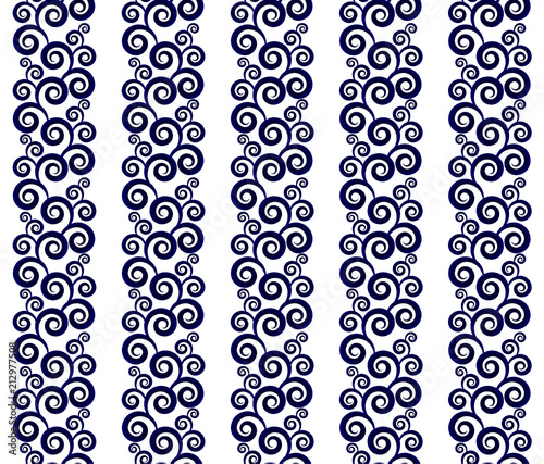 Seamless porcelain indigo blue and white simple art decor vector, chinese blue pattern, ceramic background
