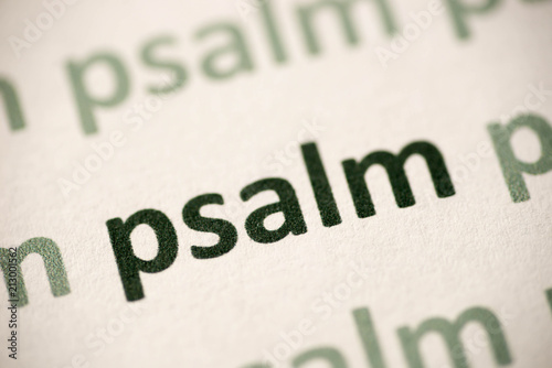 word psalm printed on paper macro